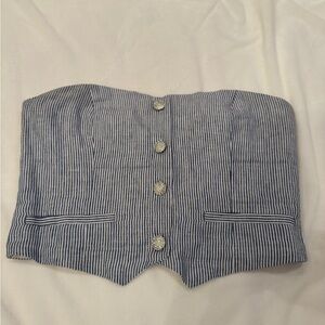 Olivaceous White and Blue Zippered Top